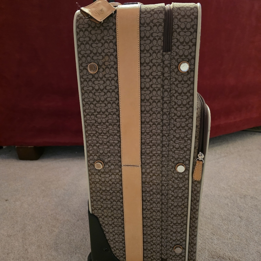 Coach Brown and Tan Rolling Suitcase - Picture 3 of 12
